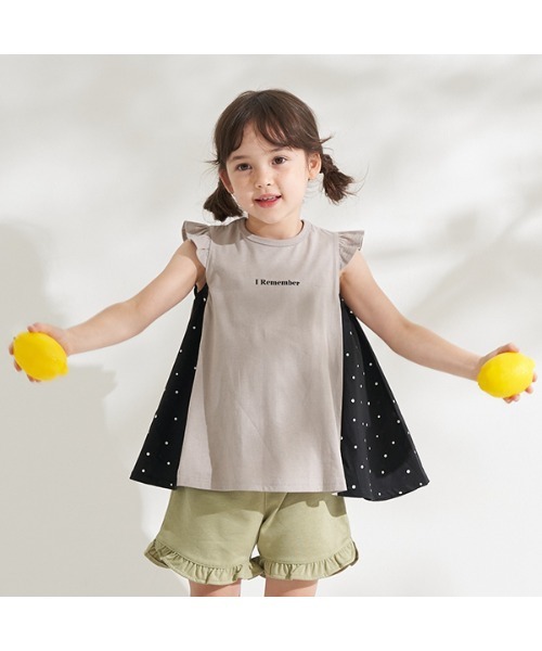 Lycee mine（リセマイン）の「【型崩れしないやわらかコットン】選べる2パターンフェイクレイヤードデザインTシャツ（Tシャツ/カットソー・キッズ・ミント/ラベンダー/アイボリー/ライトベージュ/チャコール/ベージュ系・110cm/100cm/120cm/130cm/140cm/150cm）」の4枚目の写真