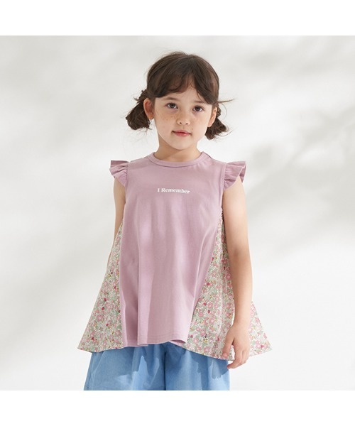 Lycee mine（リセマイン）の「【型崩れしないやわらかコットン】選べる2パターンフェイクレイヤードデザインTシャツ（Tシャツ/カットソー・キッズ・ミント/ラベンダー/アイボリー/ライトベージュ/チャコール/ベージュ系・110cm/100cm/120cm/130cm/140cm/150cm）」の6枚目の写真