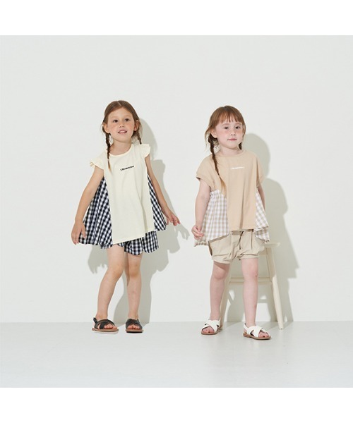 Lycee mine（リセマイン）の「【型崩れしないやわらかコットン】選べる2パターンフェイクレイヤードデザインTシャツ（Tシャツ/カットソー・キッズ・ミント/ラベンダー/アイボリー/ライトベージュ/チャコール/ベージュ系・110cm/100cm/120cm/130cm/140cm/150cm）」の19枚目の写真