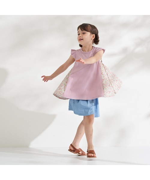 Lycee mine（リセマイン）の「【型崩れしないやわらかコットン】選べる2パターンフェイクレイヤードデザインTシャツ（Tシャツ/カットソー・キッズ・ミント/ラベンダー/アイボリー/ライトベージュ/チャコール/ベージュ系・110cm/100cm/120cm/130cm/140cm/150cm）」の7枚目の写真