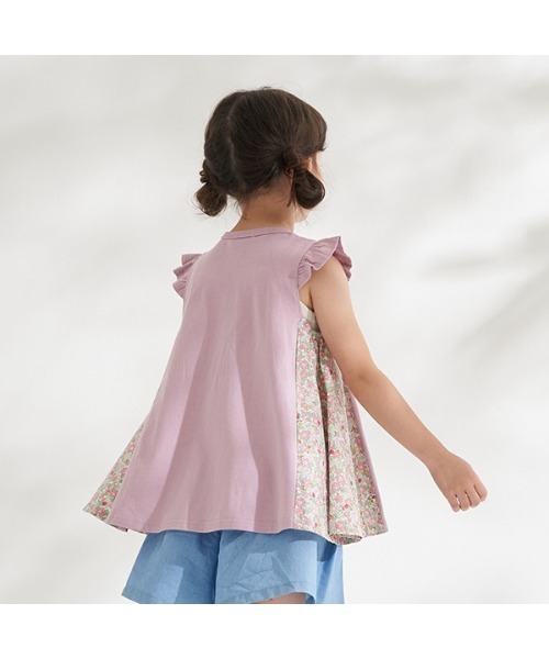 Lycee mine（リセマイン）の「【型崩れしないやわらかコットン】選べる2パターンフェイクレイヤードデザインTシャツ（Tシャツ/カットソー・キッズ・ミント/ラベンダー/アイボリー/ライトベージュ/チャコール/ベージュ系・110cm/100cm/120cm/130cm/140cm/150cm）」の16枚目の写真