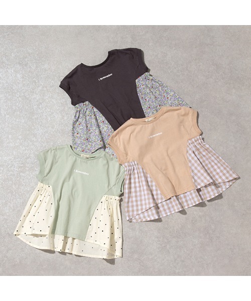 Lycee mine（リセマイン）の「【型崩れしないやわらかコットン】選べる2パターンフェイクレイヤードデザインTシャツ（Tシャツ/カットソー・キッズ・ミント/ラベンダー/アイボリー/ライトベージュ/チャコール/ベージュ系・110cm/100cm/120cm/130cm/140cm/150cm）」の20枚目の写真