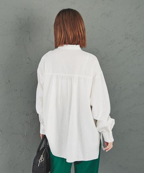 coen(コーエン)の「ウィンターリネンフリルピンタックシャツ(シャツ/ブラウス・レディース・オフホワイト/ダークグレー/モカ・L/M)」の13枚目の写真