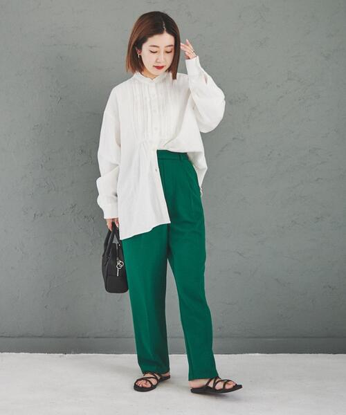 coen(コーエン)の「ウィンターリネンフリルピンタックシャツ(シャツ/ブラウス・レディース・オフホワイト/ダークグレー/モカ・L/M)」の14枚目の写真