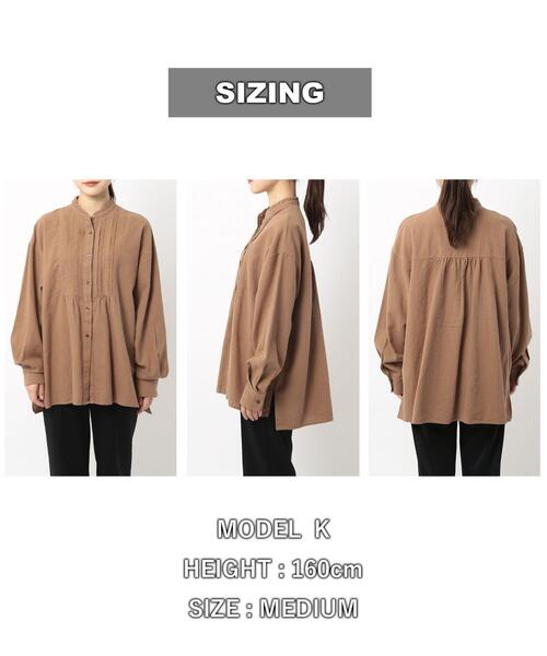 coen(コーエン)の「ウィンターリネンフリルピンタックシャツ(シャツ/ブラウス・レディース・オフホワイト/ダークグレー/モカ・L/M)」の19枚目の写真