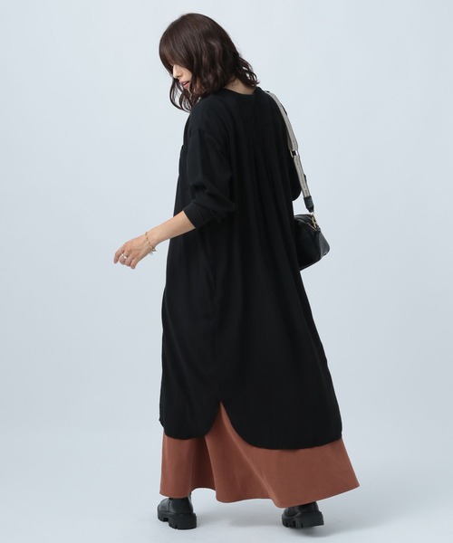 BAYFLOW（ベイフロー）の「ソデリブシャツロングワンピース（ワンピース・レディース・ライトグレー/ブラック/ピンク/イエロー/ブルー・FREE）」の6枚目の写真