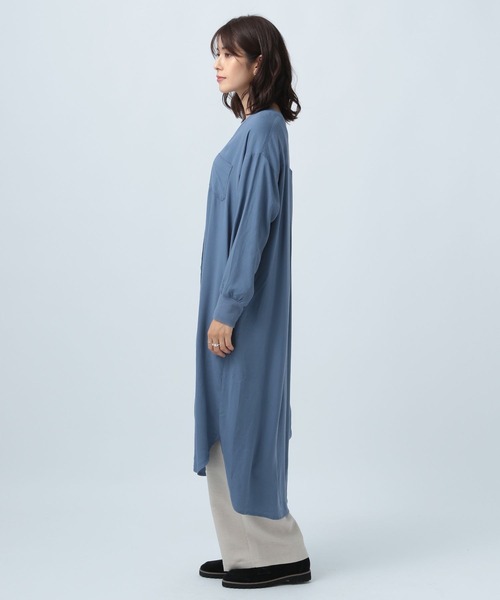 BAYFLOW（ベイフロー）の「ソデリブシャツロングワンピース（ワンピース・レディース・ライトグレー/ブラック/ピンク/イエロー/ブルー・FREE）」の7枚目の写真