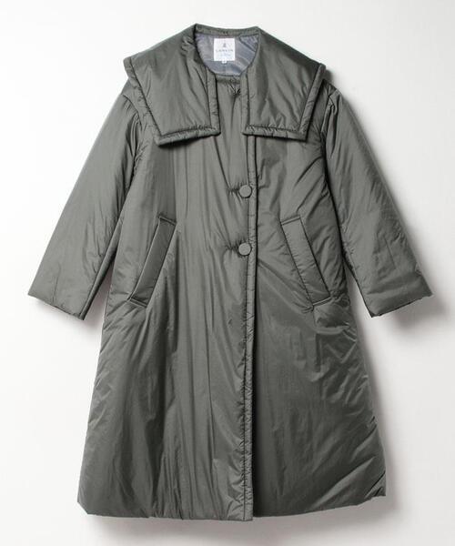 LANVIN en Bleu（ランバンオンブルー）の「【ヒートナビ使用】ライトタフタ中わたフレアコート（ダウンジャケット/コート・レディース・オフホワイト/グリーン・38/36）」の16枚目の写真