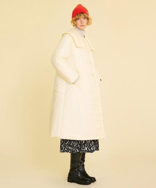 LANVIN en Bleu（ランバンオンブルー）の「【ヒートナビ使用】ライトタフタ中わたフレアコート（ダウンジャケット/コート・レディース・オフホワイト/グリーン・38/36）」の20枚目の写真