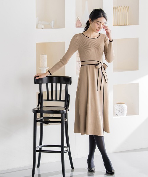 セール 保湿性能を備えたシアバター加工 ウエストリボンラップ風ニットワンピース 手洗い可能 ワンピース Ketty ケティ のファッション通販 Zozotown