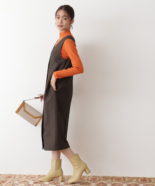 N.（N. Natural Beauty Basic）（エヌエヌナチュラルビューティーベーシック）の「◆総針ボトルネック長袖ニット（ニット/セーター・レディース・ブラック/オレンジ/グリーン/クリーム/ブラウン・MEDIUM）」の6枚目の写真