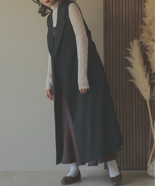 Ambre Neige(アンブルネージュ)の「シアーウェーブハイネックトップス/WEB/EC限定商品(Tシャツ/カットソー・レディース・ブラック/ダークブラウン/ベージュ/アイボリー・FREE)」の5枚目の写真