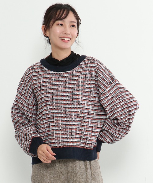 LBC(エルビーシー)の「【ZOZO限定】ツイードニット2WAYカーディガン(カーディガン/ボレロ・レディース・その他21/ベージュ・M/L)」の2枚目の写真