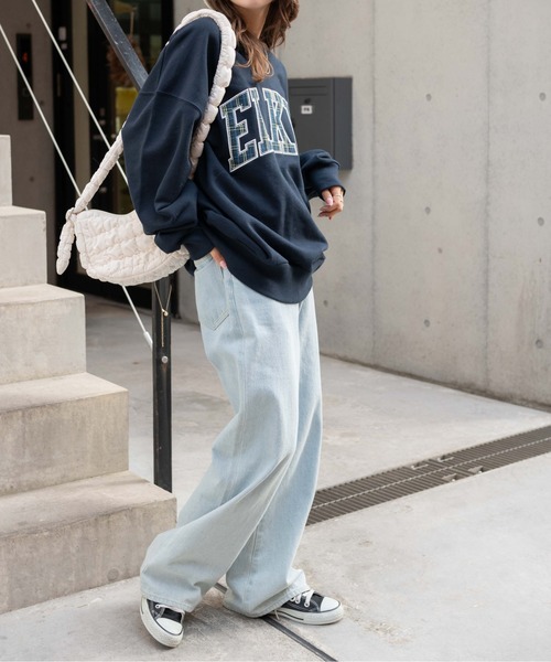 WEGO（ウィゴー）の「WEGO/刺繍ワッペンプルオーバー（スウェット・レディース・オートミール/ネイビー・FREE）」の11枚目の写真