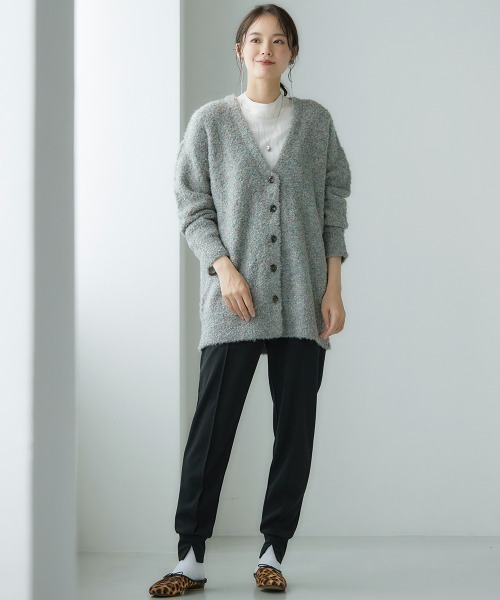 miclat（ミクラ）の「大きいサイズ　リングヤーンカーディガン　miclat（カーディガン/ボレロ・レディース・グリーン系/ダークパープル・L/LL/3L/4L）」の9枚目の写真