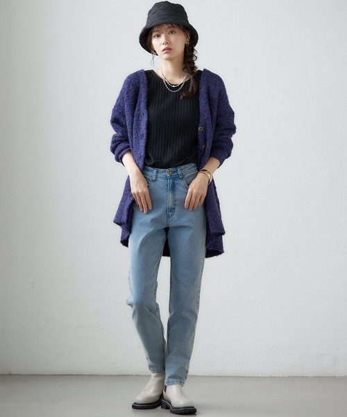 miclat（ミクラ）の「大きいサイズ　リングヤーンカーディガン　miclat（カーディガン/ボレロ・レディース・グリーン系/ダークパープル・L/LL/3L/4L）」の20枚目の写真