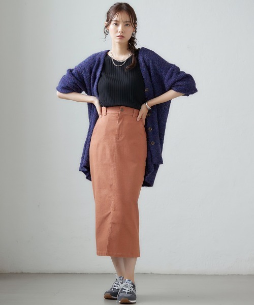 miclat（ミクラ）の「大きいサイズ　リングヤーンカーディガン　miclat（カーディガン/ボレロ・レディース・グリーン系/ダークパープル・L/LL/3L/4L）」の6枚目の写真