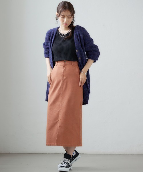 miclat（ミクラ）の「大きいサイズ　リングヤーンカーディガン　miclat（カーディガン/ボレロ・レディース・グリーン系/ダークパープル・L/LL/3L/4L）」の18枚目の写真