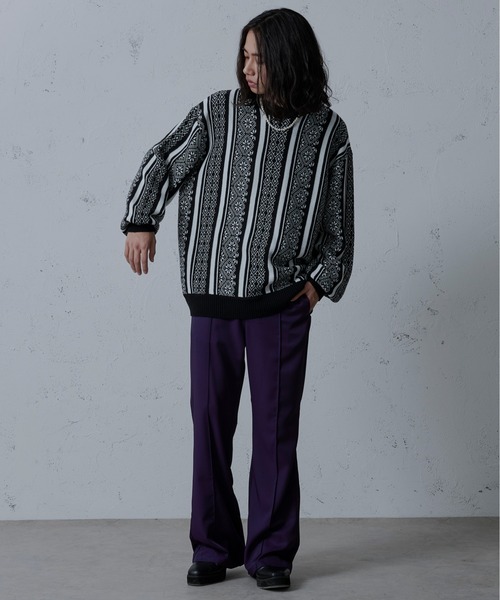 Ellno Loset（エルノロゼット）の「ジャガードニット（ニット/セーター・メンズ・ブルー/グリーン/ブラック/パープル・MEDIUM/LARGE）」の10枚目の写真