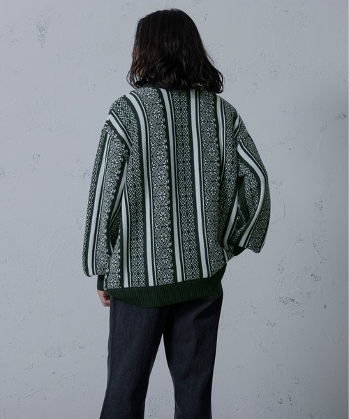 Ellno Loset（エルノロゼット）の「ジャガードニット（ニット/セーター・メンズ・ブルー/グリーン/ブラック/パープル・MEDIUM/LARGE）」の13枚目の写真