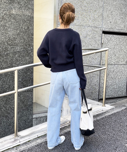 Spick & Span（スピックアンドスパン）の「スムースコンパクトニットカーディガン（カーディガン/ボレロ・レディース・ネイビー/ピンク系その他・FREE）」の3枚目の写真