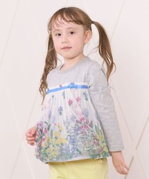 KP | 花柄チュール切り替え長袖Tシャツ(100～130)(Tシャツ/カットソー)