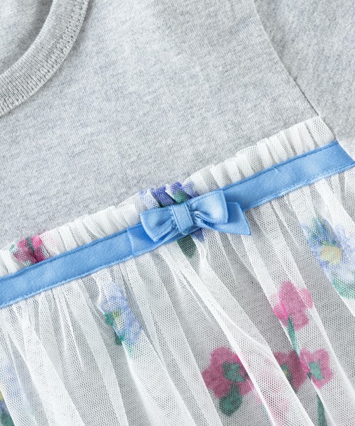 KP(ケーピー)の「花柄チュール切り替え長袖Tシャツ(100~130cm)(Tシャツ/カットソー・キッズ・オフホワイト/杢グレー・100cm/110cm/120cm/130cm)」の16枚目の写真