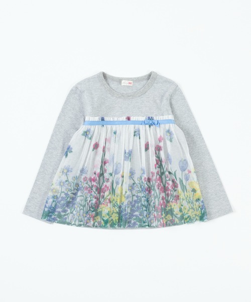 KP(ケーピー)の「花柄チュール切り替え長袖Tシャツ(100~130cm)(Tシャツ/カットソー・キッズ・オフホワイト/杢グレー・100cm/110cm/120cm/130cm)」の14枚目の写真