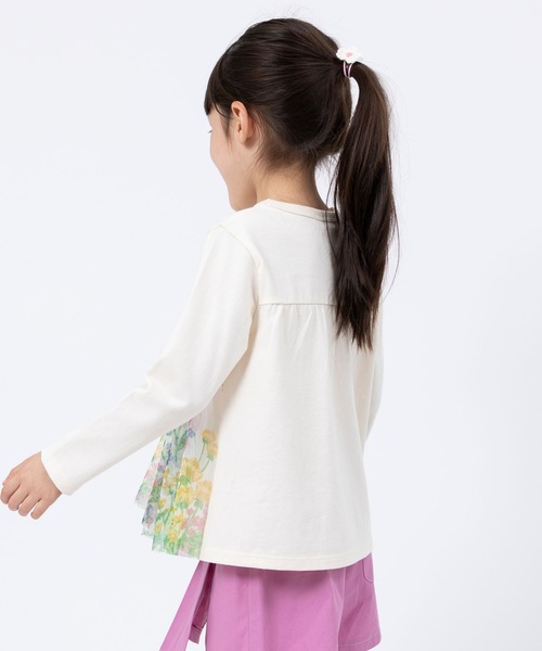 KP(ケーピー)の「花柄チュール切り替え長袖Tシャツ(100~130cm)(Tシャツ/カットソー・キッズ・オフホワイト/杢グレー・100cm/110cm/120cm/130cm)」の7枚目の写真