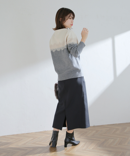 La TOTALITE（ラトータリテ）の「バイカラーレース ボートネック プル