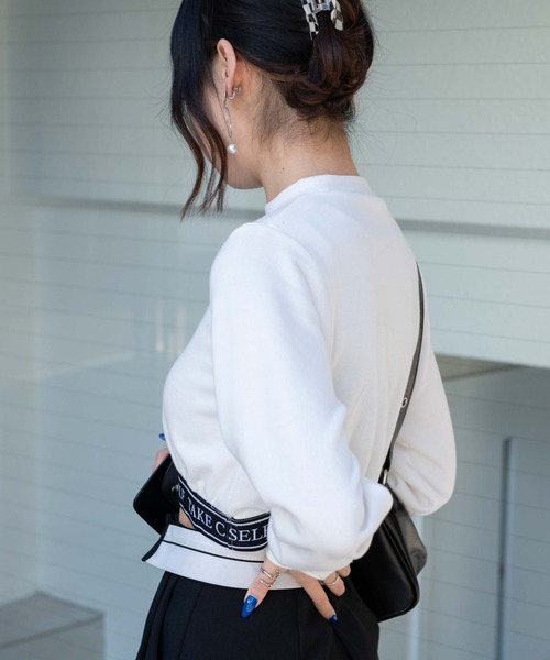 WEGO(ウィゴー)の「WEGO/ロゴテープショートスウェット(スウェット・レディース・ホワイト/ブラック・FREE)」の8枚目の写真