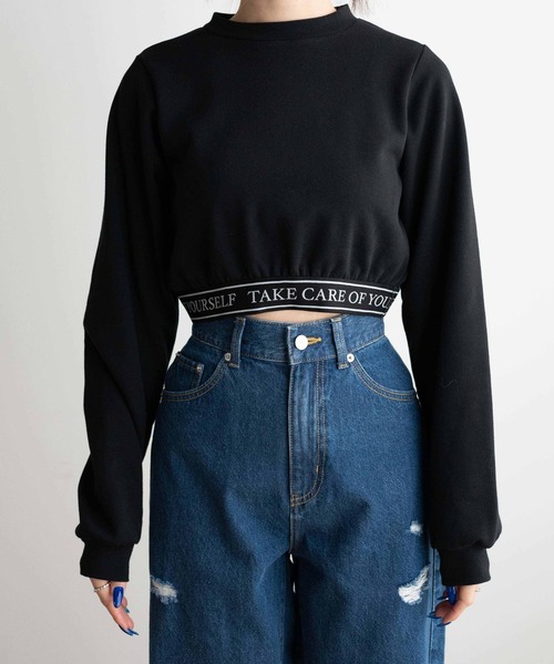 WEGO(ウィゴー)の「WEGO/ロゴテープショートスウェット(スウェット・レディース・ホワイト/ブラック・FREE)」の9枚目の写真