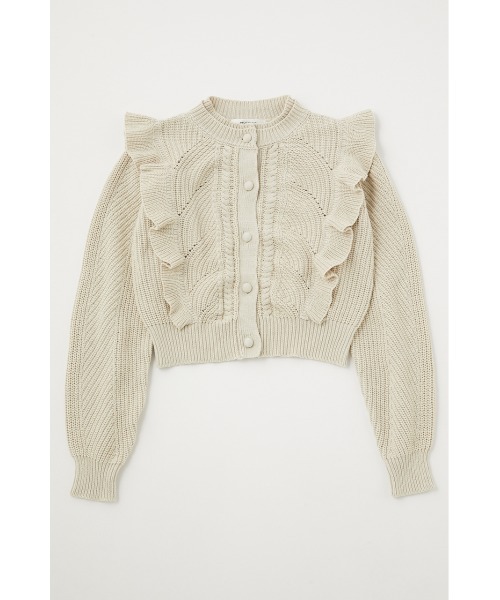 MOUSSY（マウジー）の「FRILL CABLE カーディガン（カーディガン/ボレロ・レディース・ライム/ライトベージュ/ライトピンク/ネイビー・FREE）」の13枚目の写真