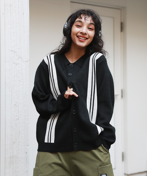 MSG（エムエスジー）の「セミルーズシルエット ジャガード ニットポロカーディガン 花柄　アーガイル　ストライプ　ニットシャツ（カーディガン/ボレロ・メンズ・ブラック系/ブラック系1/ブラウン系/ブルー系/パープル系・S/M/L）」の13枚目の写真