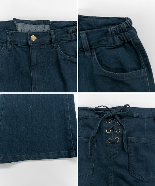 atONE(アットワン)の「atONE 後編み上げリボン付きブーツカットデニムパンツ(デニムパンツ・レディース・ワンウォッシュ/ブルー・M/LL/L/4L/3L)」の15枚目の写真