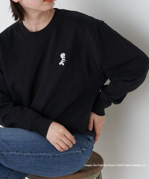 Daily russet(デイリー ラシット)の「【Casper】/ ロゴスウェット(Tシャツ/カットソー・レディース・ブラック/ホワイト/グレー・FREE)」の2枚目の写真