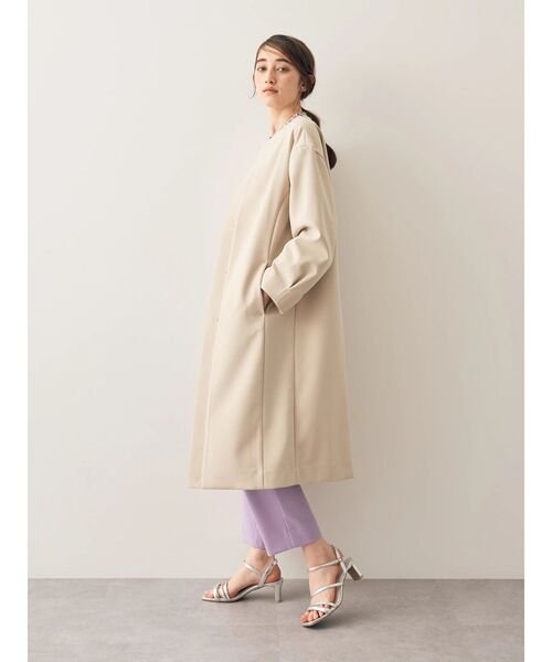 YECCA VECCA(イェッカヴェッカ)の「ノーカラーコート(ノーカラーコート・レディース・ネイビー/ベージュ/ライトベージュ・FREE)」の4枚目の写真