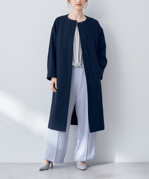 YECCA VECCA(イェッカヴェッカ)の「ノーカラーコート(ノーカラーコート・レディース・ネイビー/ベージュ/ライトベージュ・FREE)」の3枚目の写真