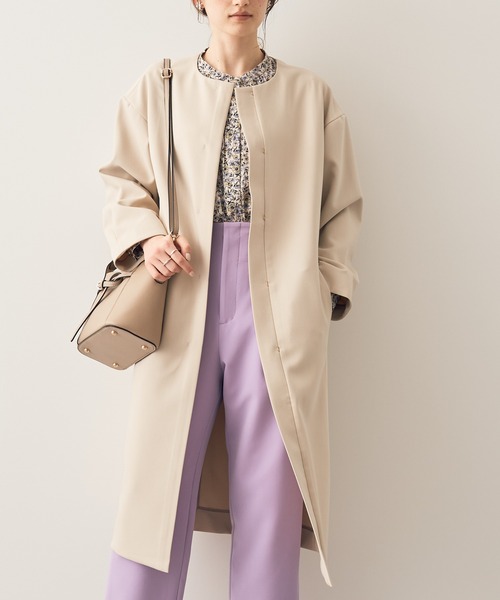 YECCA VECCA(イェッカヴェッカ)の「ノーカラーコート(ノーカラーコート・レディース・ネイビー/ベージュ/ライトベージュ・FREE)」の2枚目の写真