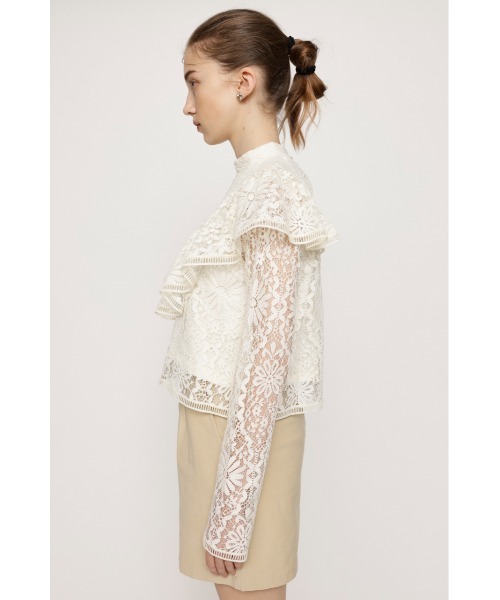 SLY（スライ）の「RUFFLE LACE TOPS ラッフル レース トップス フリル フェミニン ガーリー 卒業式 入学式 ブラウス オケージョン（シャツ/ブラウス・レディース・ブルー/オフホワイト/ダークグレー・FREE）」の18枚目の写真
