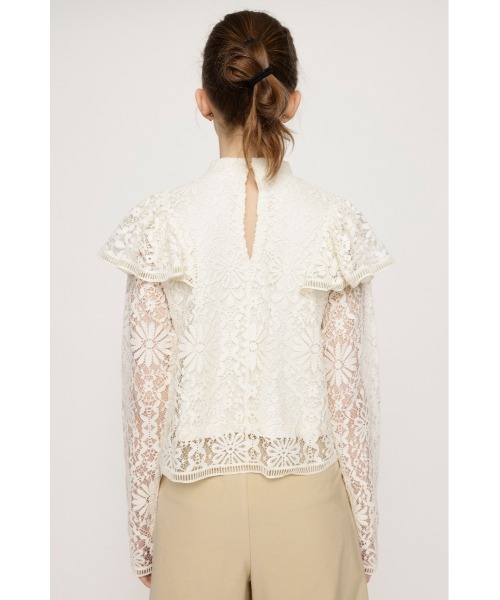SLY（スライ）の「RUFFLE LACE TOPS ラッフル レース トップス フリル フェミニン ガーリー 卒業式 入学式 ブラウス オケージョン（シャツ/ブラウス・レディース・ブルー/オフホワイト/ダークグレー・FREE）」の14枚目の写真