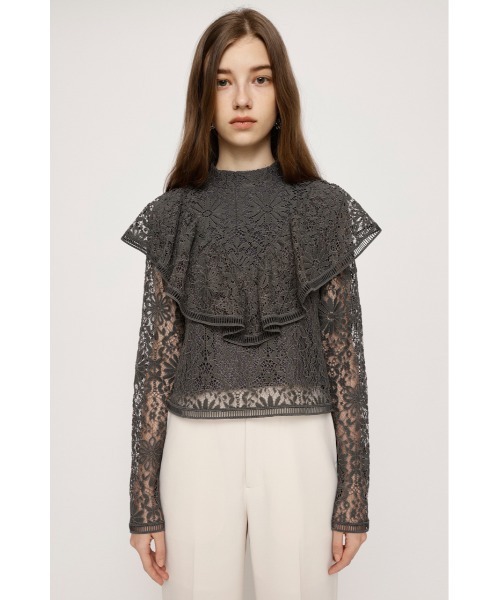 SLY（スライ）の「RUFFLE LACE TOPS ラッフル レース トップス フリル フェミニン ガーリー 卒業式 入学式 ブラウス オケージョン（シャツ/ブラウス・レディース・ブルー/オフホワイト/ダークグレー・FREE）」の16枚目の写真
