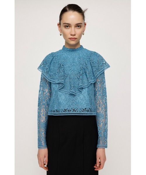 SLY（スライ）の「RUFFLE LACE TOPS ラッフル レース トップス フリル フェミニン ガーリー 卒業式 入学式 ブラウス オケージョン（シャツ/ブラウス・レディース・ブルー/オフホワイト/ダークグレー・FREE）」の15枚目の写真