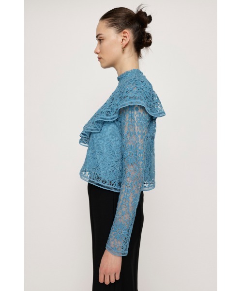 SLY（スライ）の「RUFFLE LACE TOPS ラッフル レース トップス フリル フェミニン ガーリー 卒業式 入学式 ブラウス オケージョン（シャツ/ブラウス・レディース・ブルー/オフホワイト/ダークグレー・FREE）」の5枚目の写真