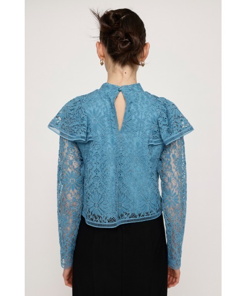 SLY（スライ）の「RUFFLE LACE TOPS ラッフル レース トップス フリル フェミニン ガーリー 卒業式 入学式 ブラウス オケージョン（シャツ/ブラウス・レディース・ブルー/オフホワイト/ダークグレー・FREE）」の10枚目の写真