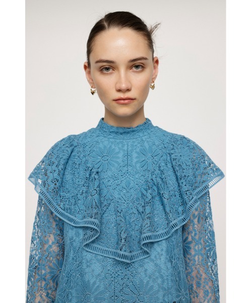 SLY（スライ）の「RUFFLE LACE TOPS ラッフル レース トップス フリル フェミニン ガーリー 卒業式 入学式 ブラウス オケージョン（シャツ/ブラウス・レディース・ブルー/オフホワイト/ダークグレー・FREE）」の17枚目の写真