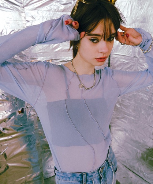 WHO'S WHO gallery（フーズフーギャラリー）の「メローパターンシアートップス（Tシャツ/カットソー・レディース・サックスブルー/ピンク/ブラック/アイボリー・FREE）」の15枚目の写真