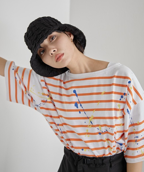 ear PAPILLONNER(イアパピヨネ)の「【SUM1 STYLE(スミスタイル)】ワッフル風バケットハット(ハット・レディース・ホワイト/ブラック・FREE)」の18枚目の写真