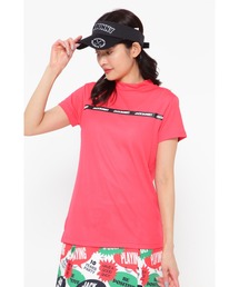 JACK BUNNY モックネックシャツ ピンク Jack Bunny!! ジャックバニー 半袖ハイネックシャツ ピンク×白