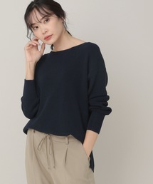 抜け感ボートネックニット